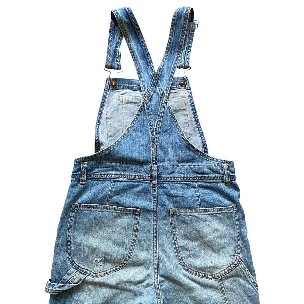 Pilcro Anthropologie Denim Overalls Size 25 Blue Relaxed Raw Hem Distressed - Picture 12 of 12
